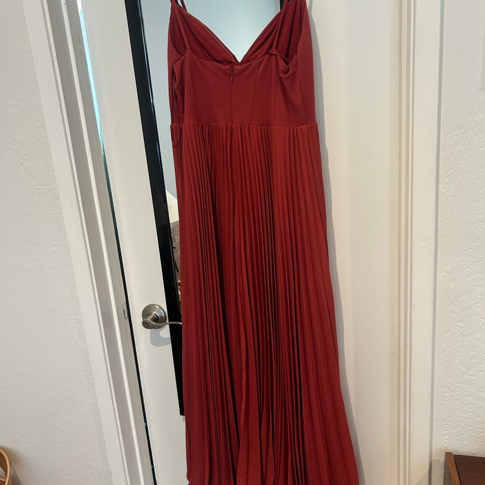 Anthropologie Burgundy Pleated Maxi Dress